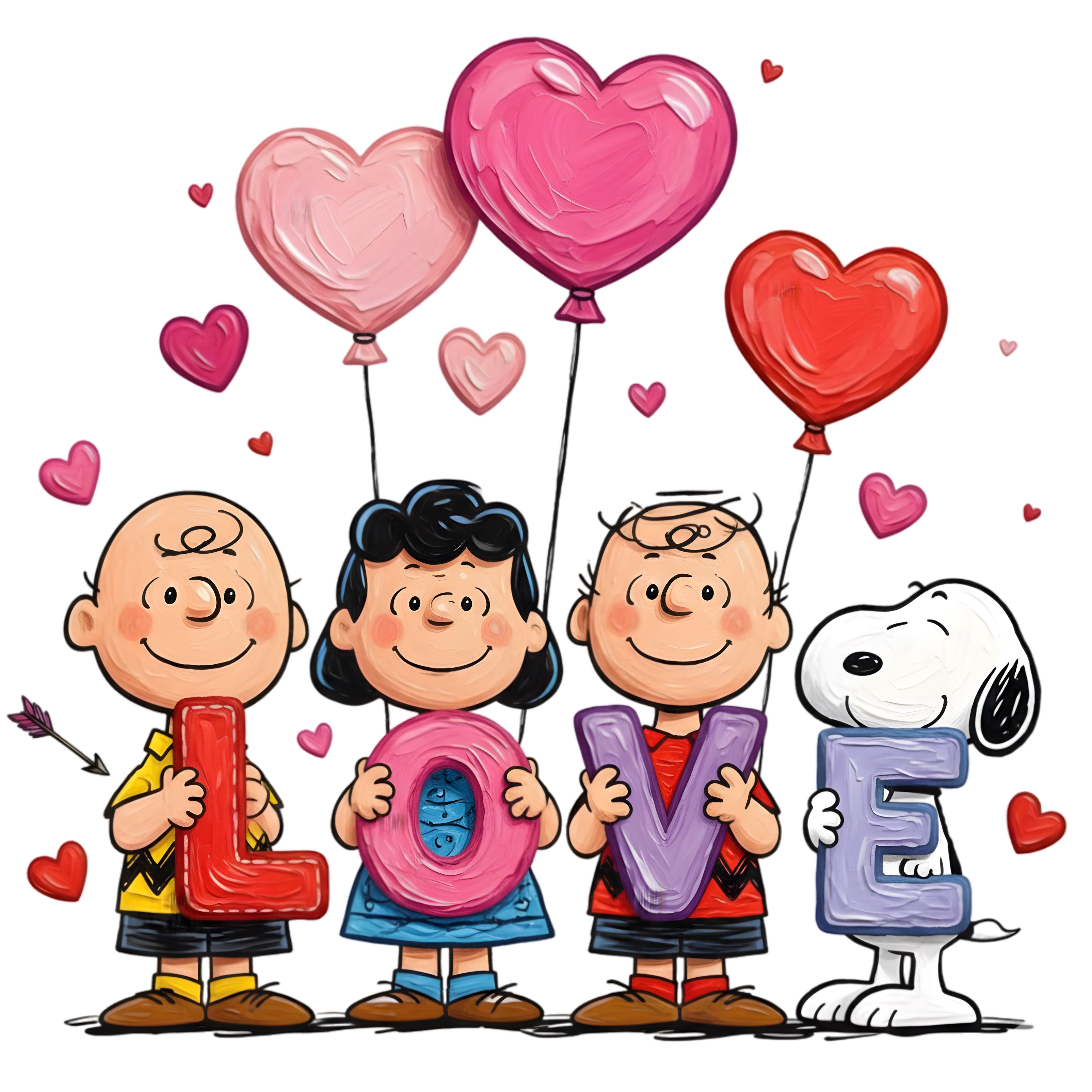 Peanuts Family Valentines Day Love PNG