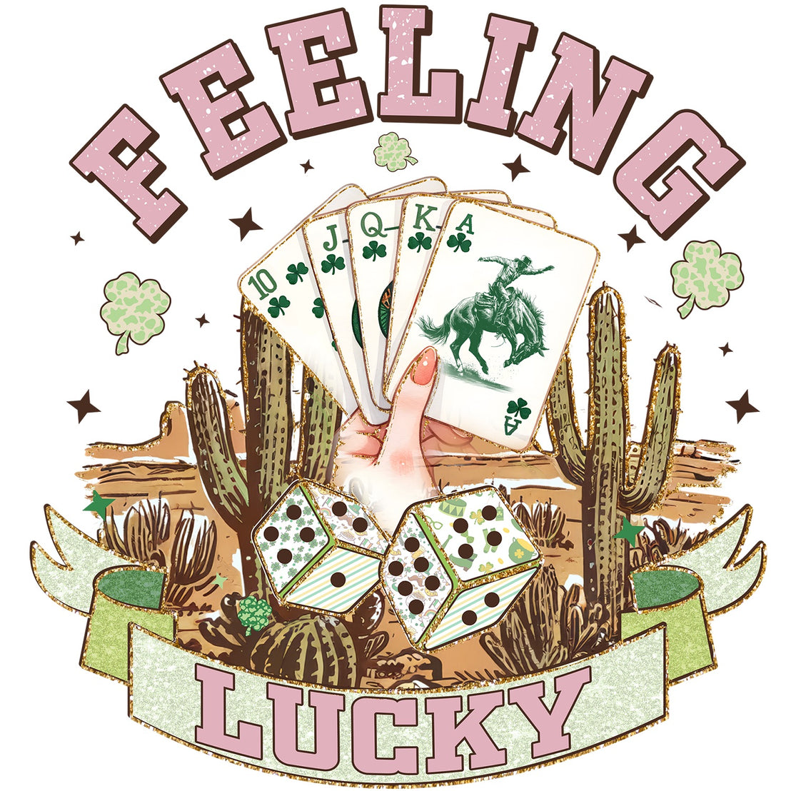 Feeling Lucky Playing Cards and Dices St. Patrick PNG