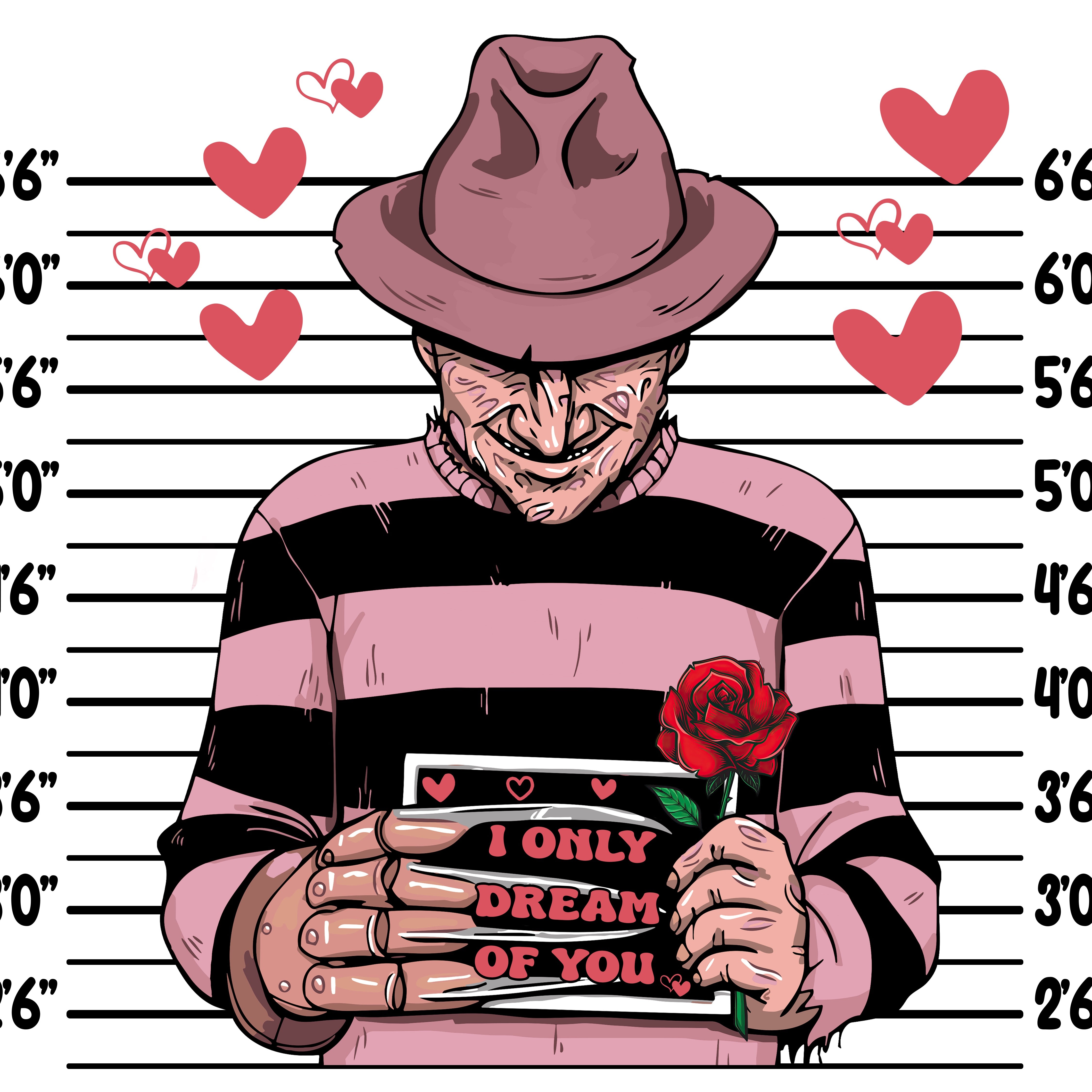 Freddy Krueger I Only Dream Of You Valentines PNG