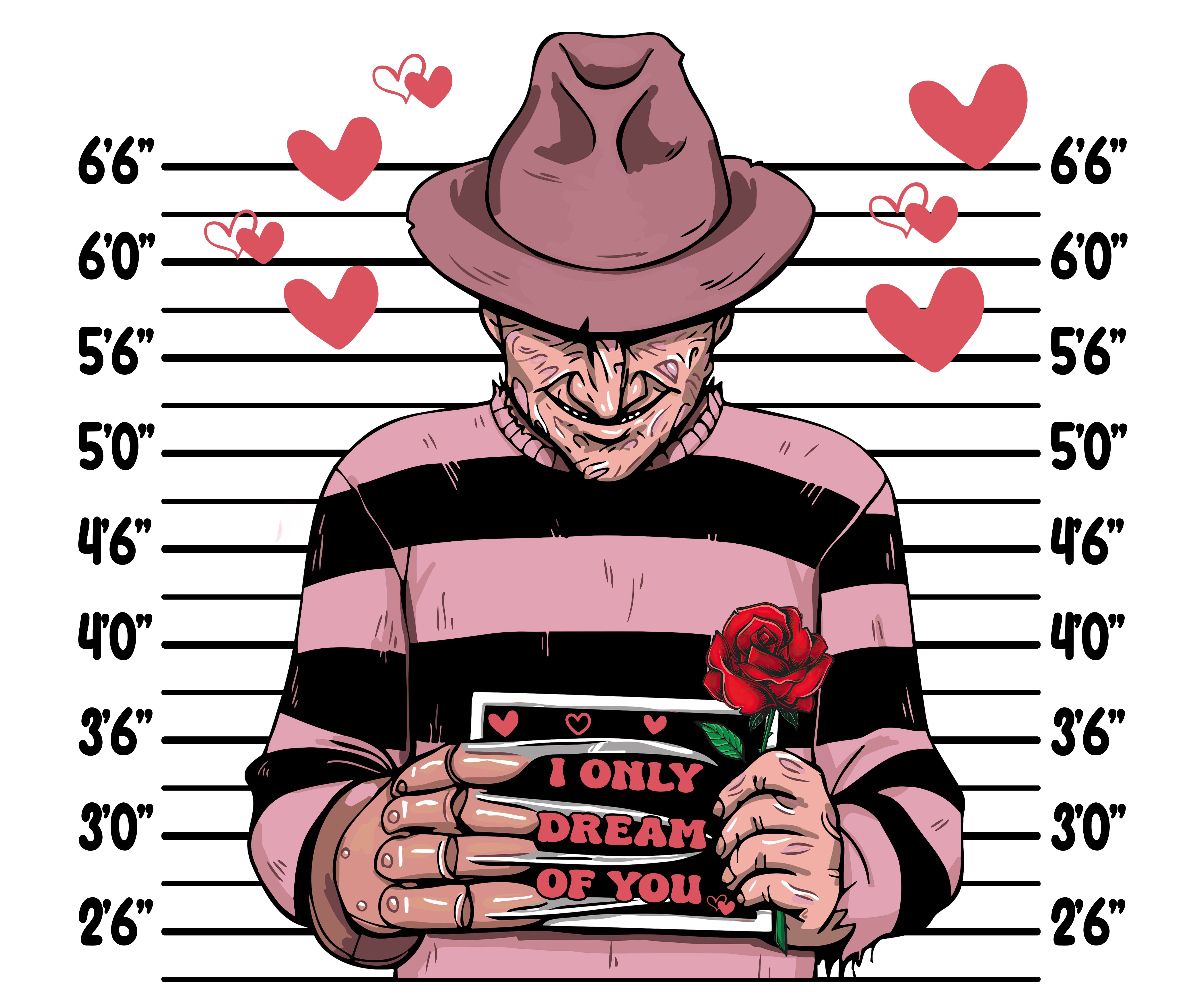 Freddy Krueger I Only Dream Of You Valentines PNG