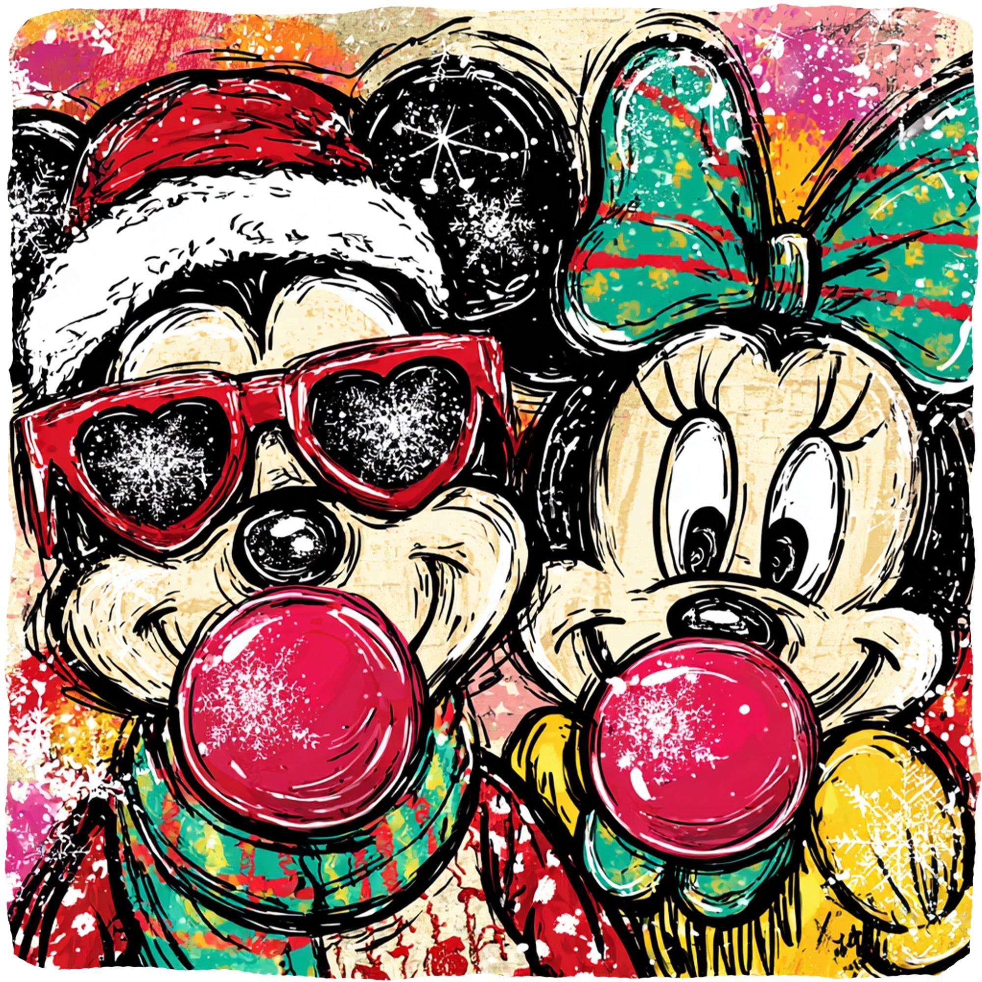 Colorful Mickey Mouses With Glasses PNG