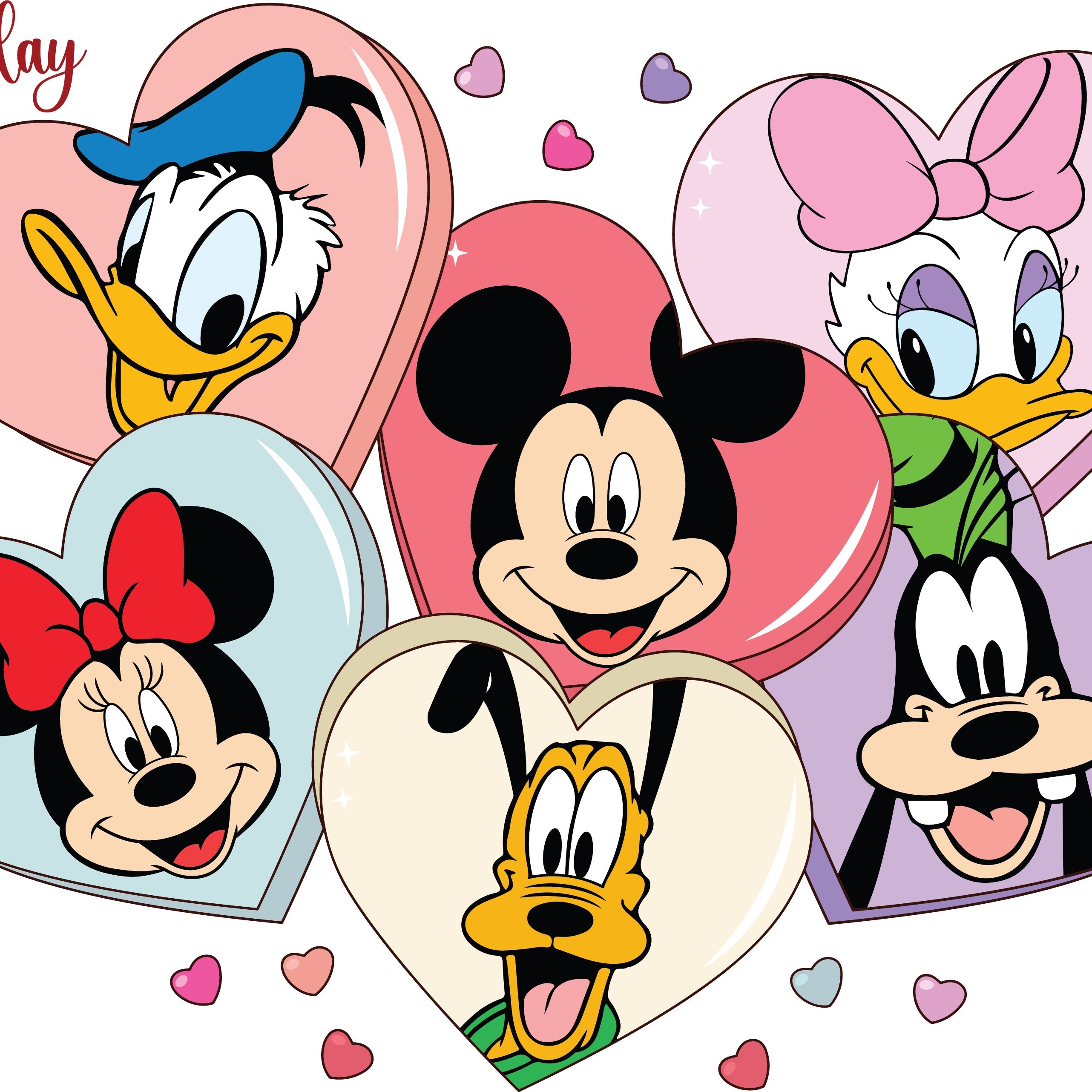 Disney Family Valentine Hearts PNG
