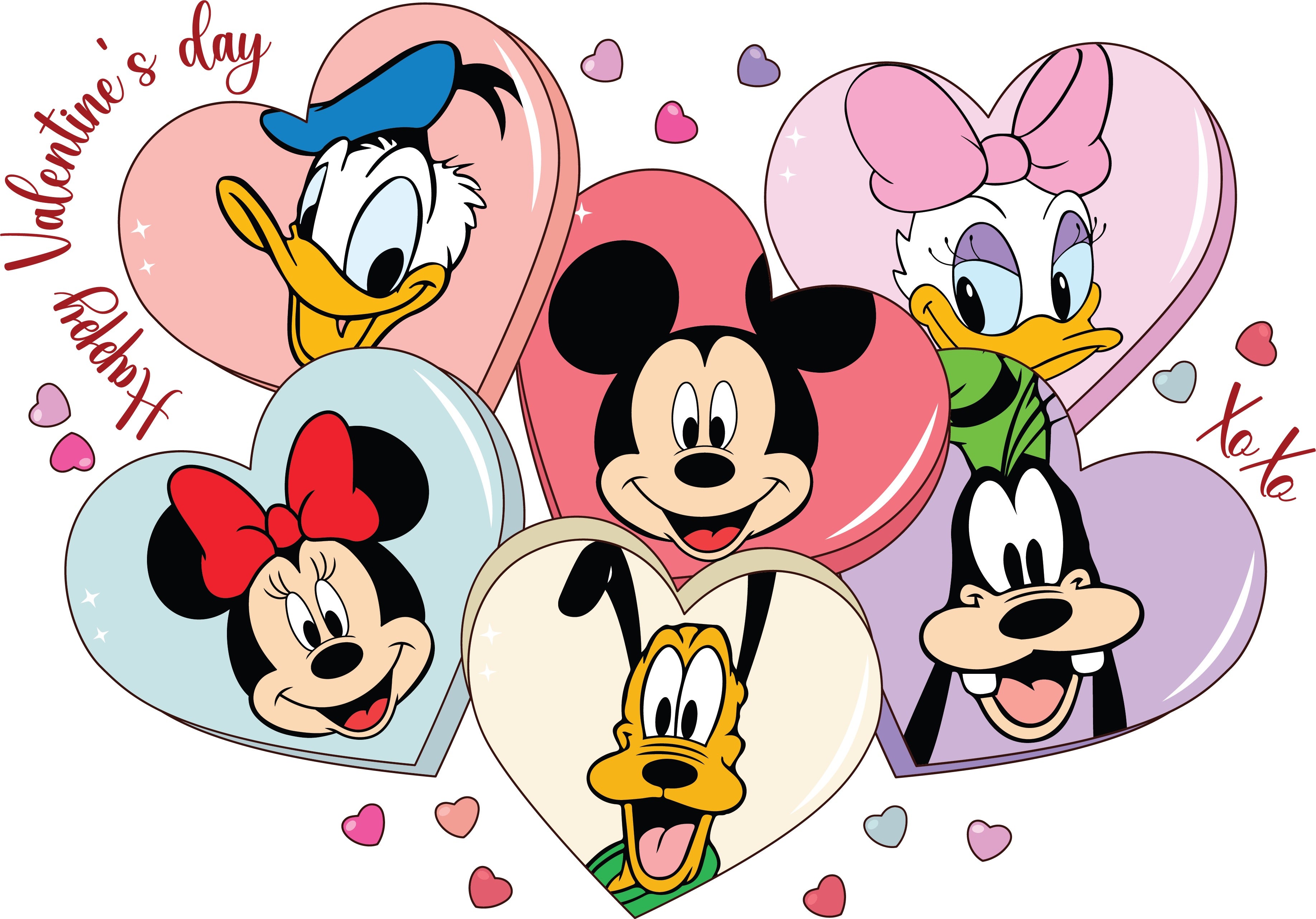 Disney Family Valentine Hearts PNG