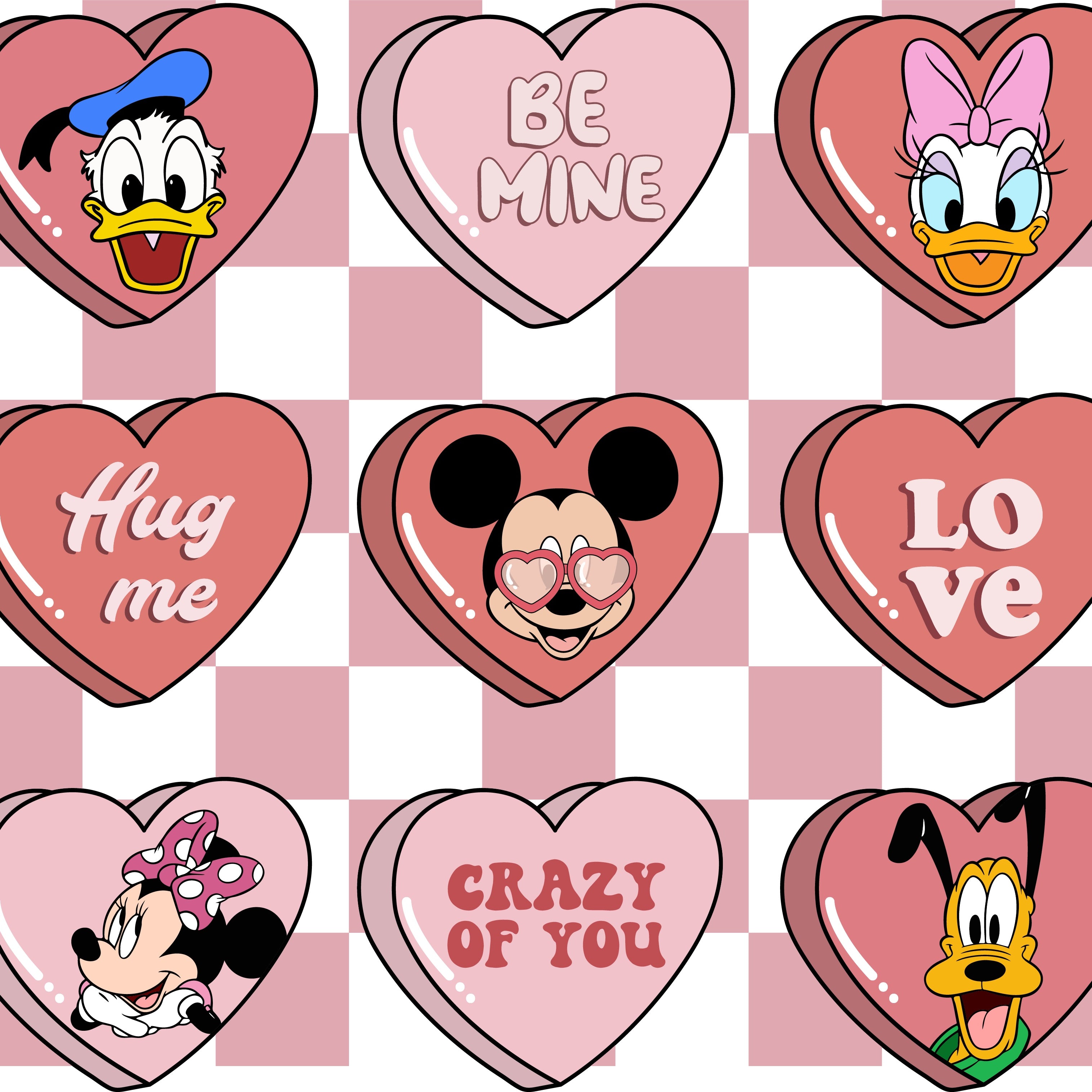 Mickey Family Valentine Hearts PNG