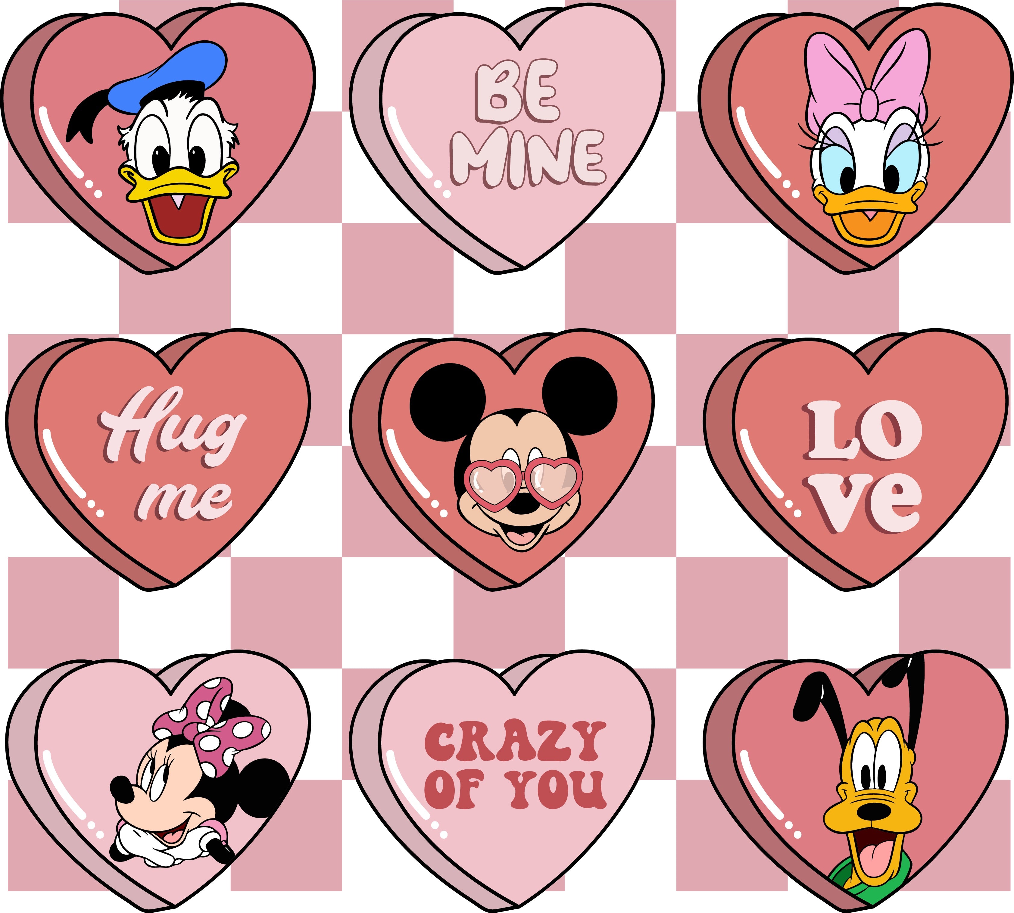 Mickey Family Valentine Hearts PNG