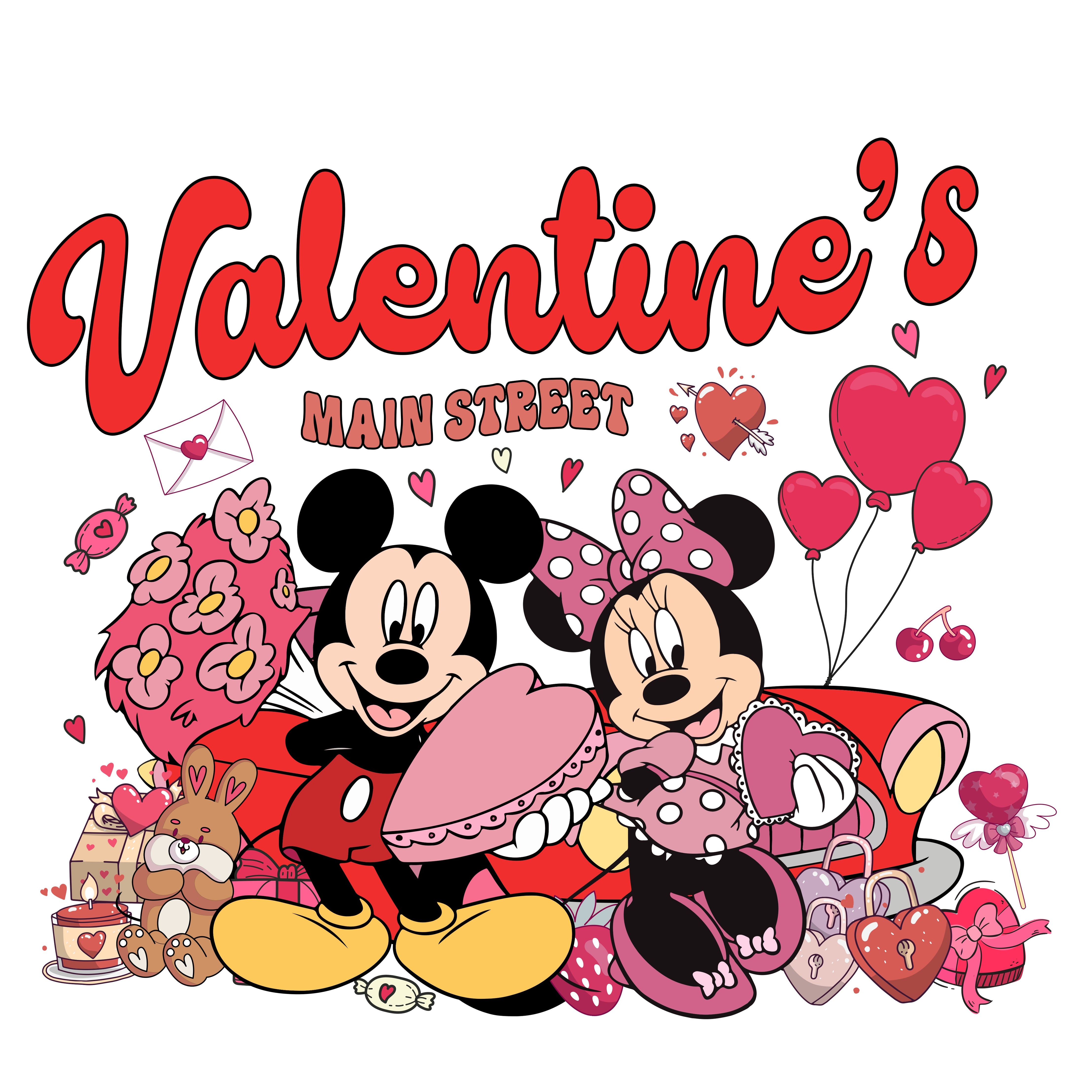 Mickey and Minnie Love Main Street Valentine PNG
