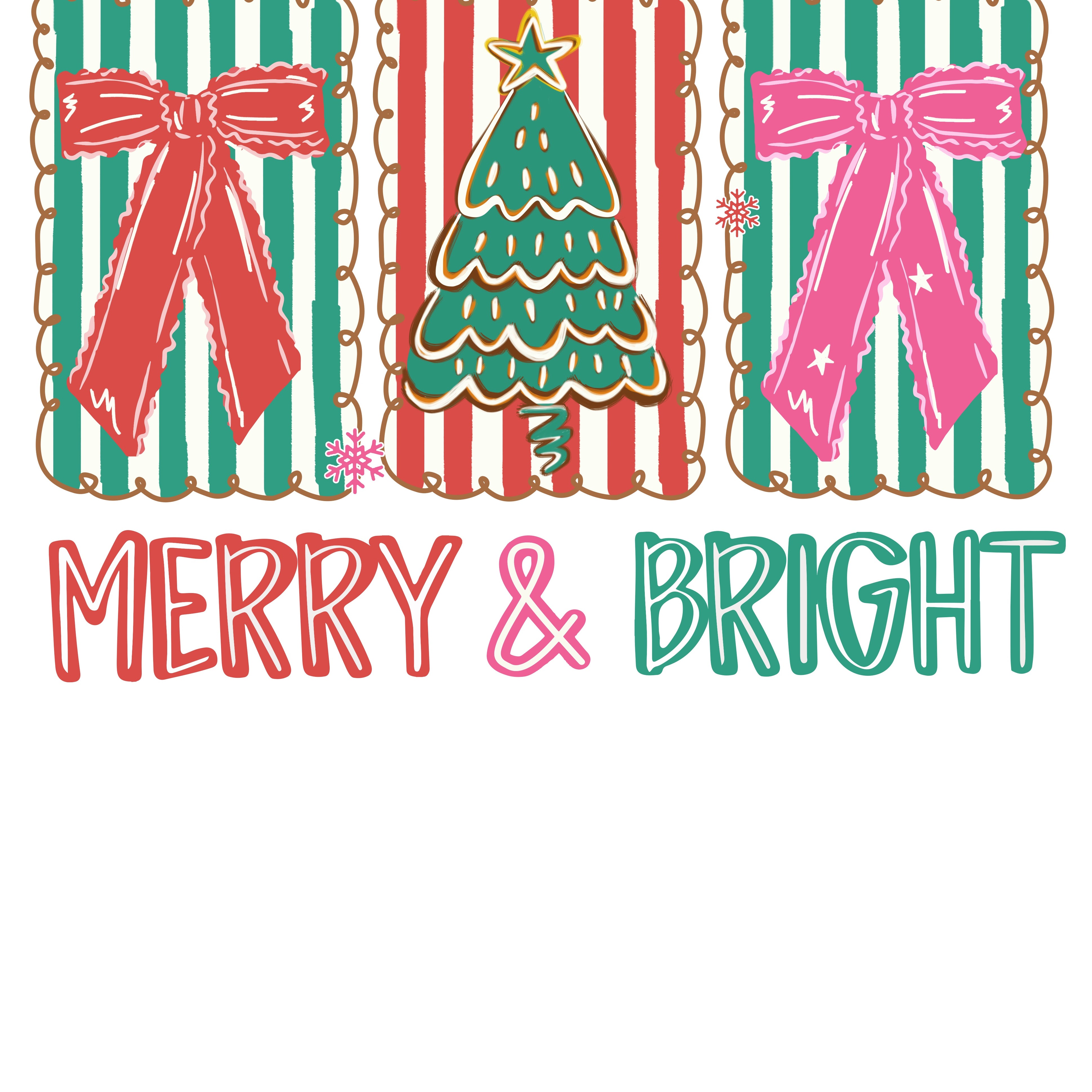 Coquette Christmas Merry and Bright PNG