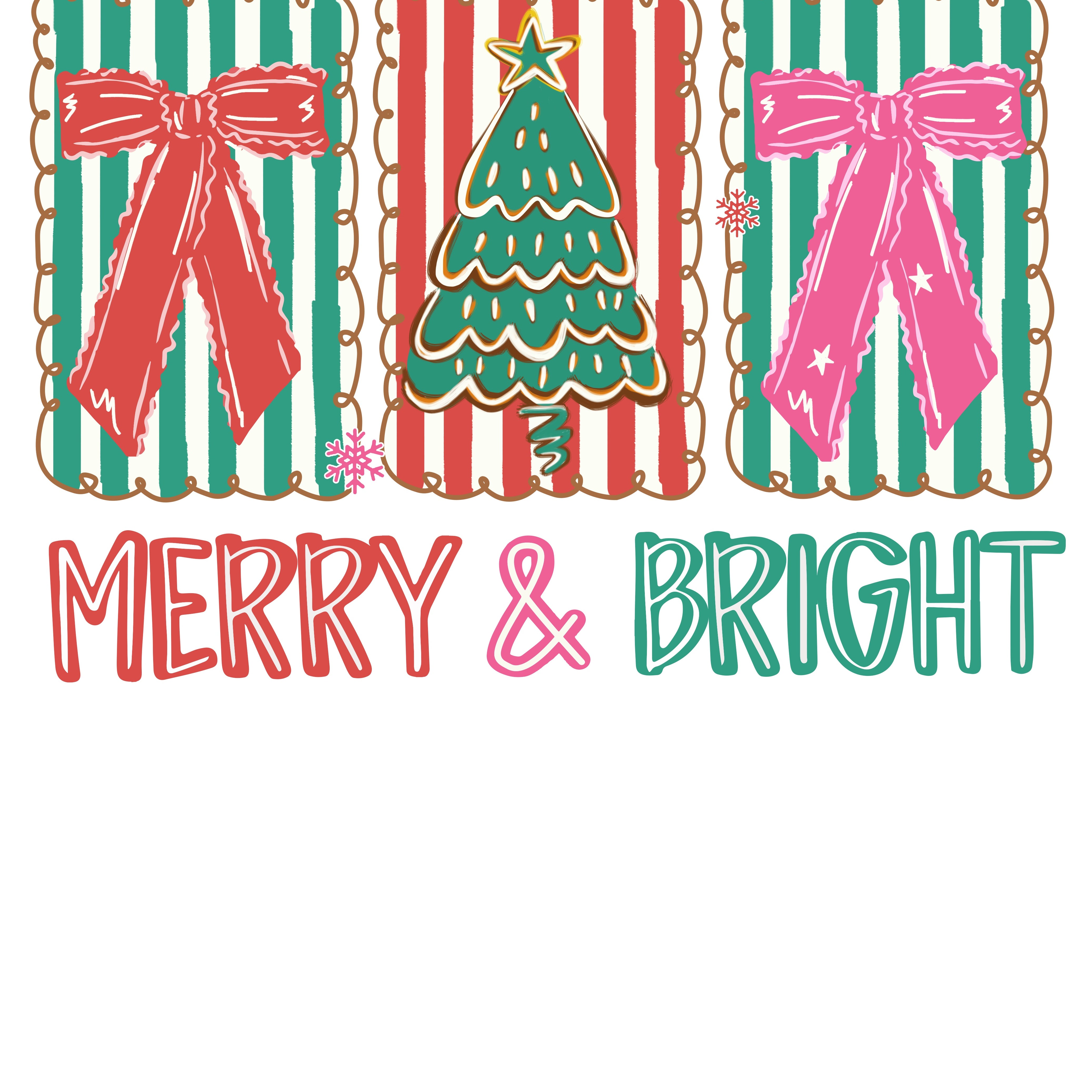 Coquette Christmas Merry and Bright PNG
