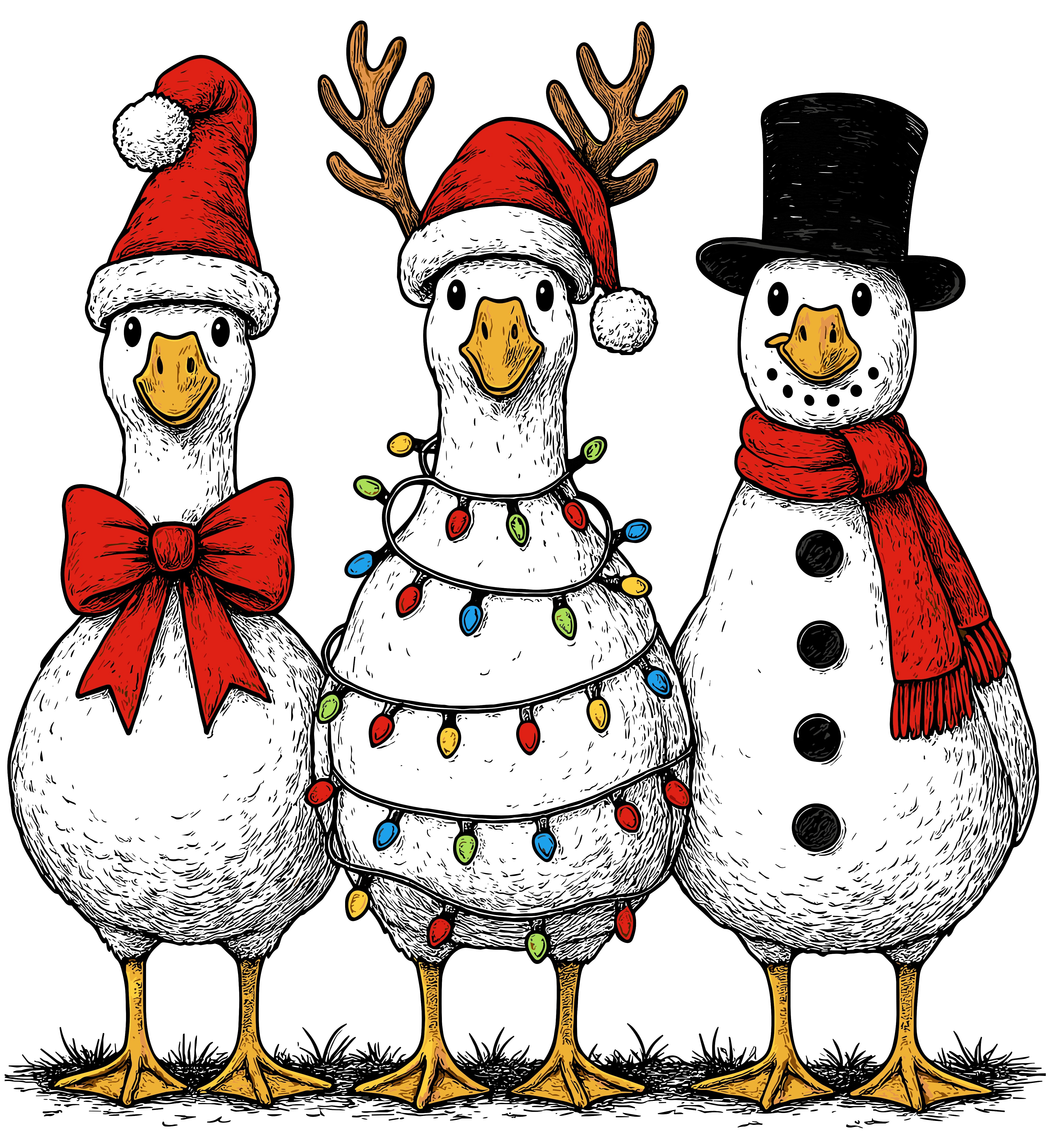 Vintage Christmas Goose PNG