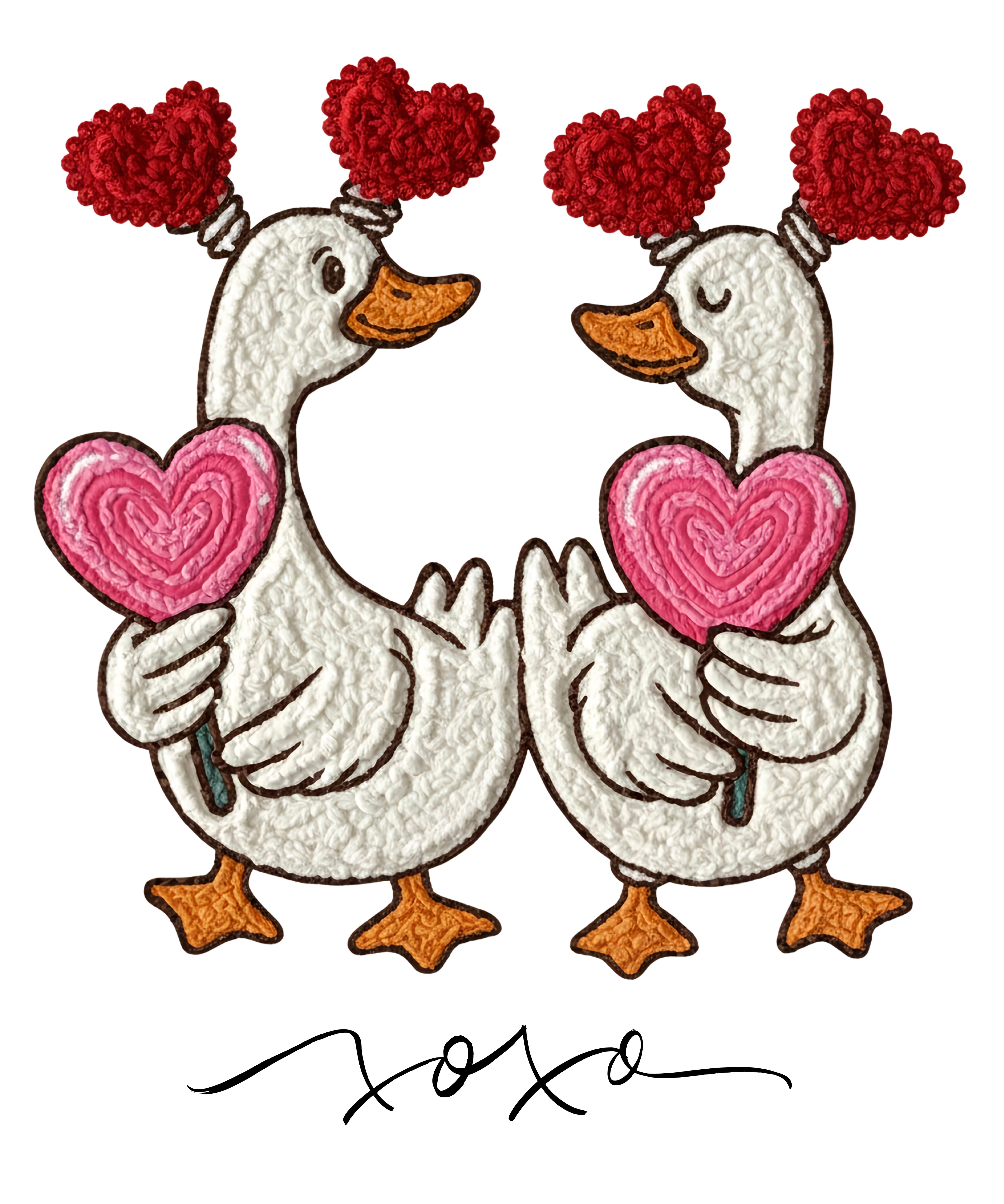 XoXo Valentine Goose Heart PNG