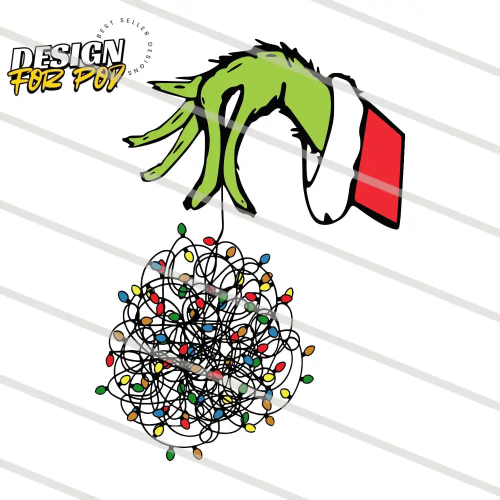 Christmas Light Grinch Hand PNG