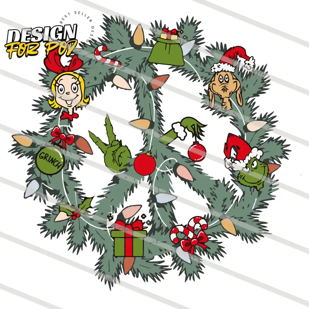 Christmas Wreath Grinch Friends PNG