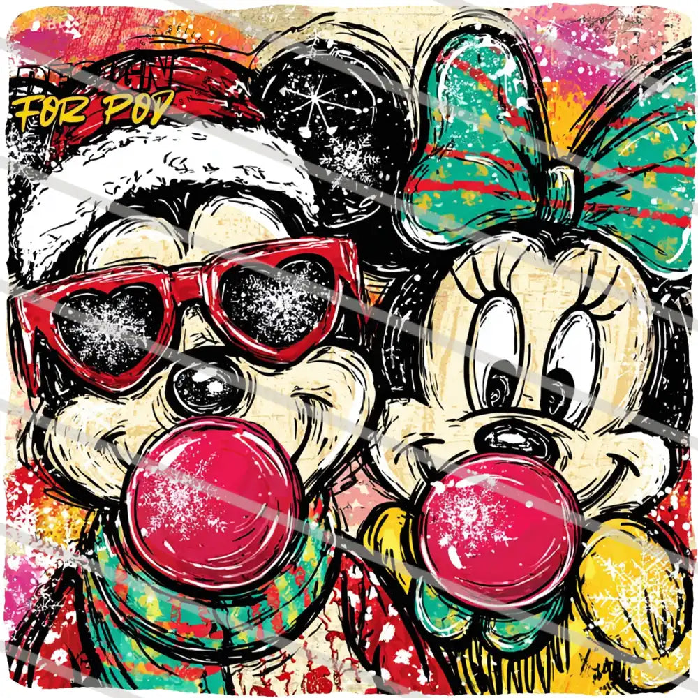 Colorful Mickey Mouses With Glasses PNG