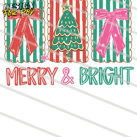 Coquette Christmas Merry and Bright PNG