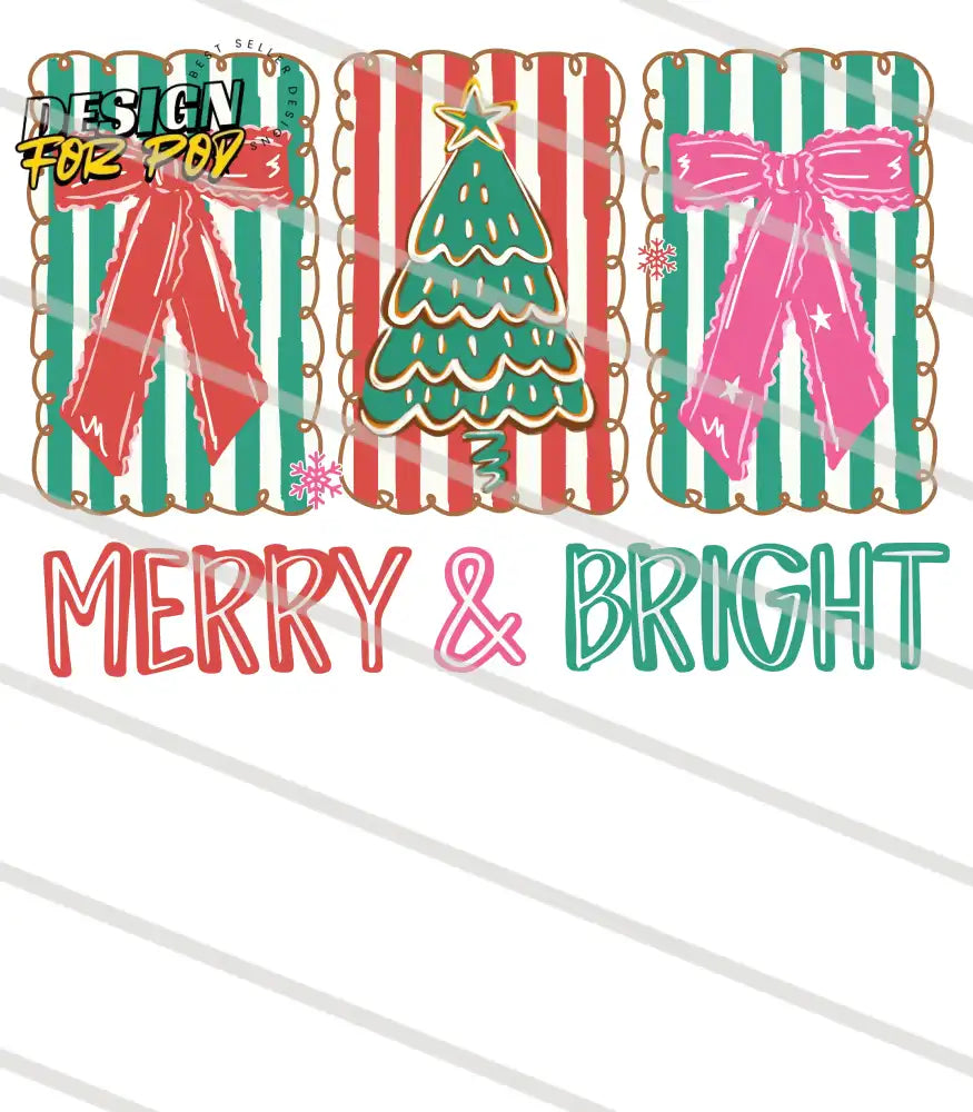 Coquette Christmas Merry and Bright PNG