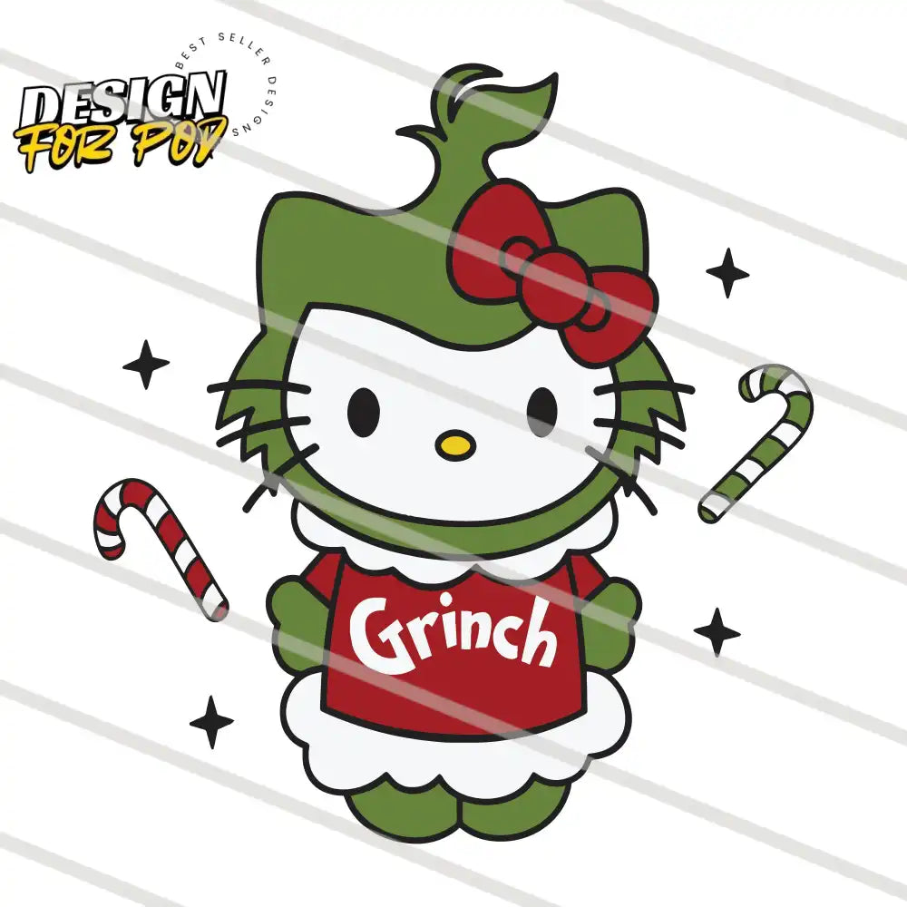 Funny Hello Kitty Grinch Vibe PNG