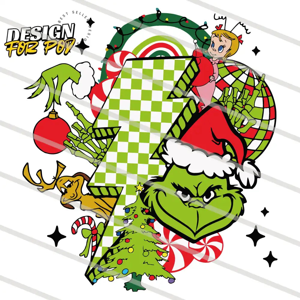 Grinch Friends Lightning Bolt PNG