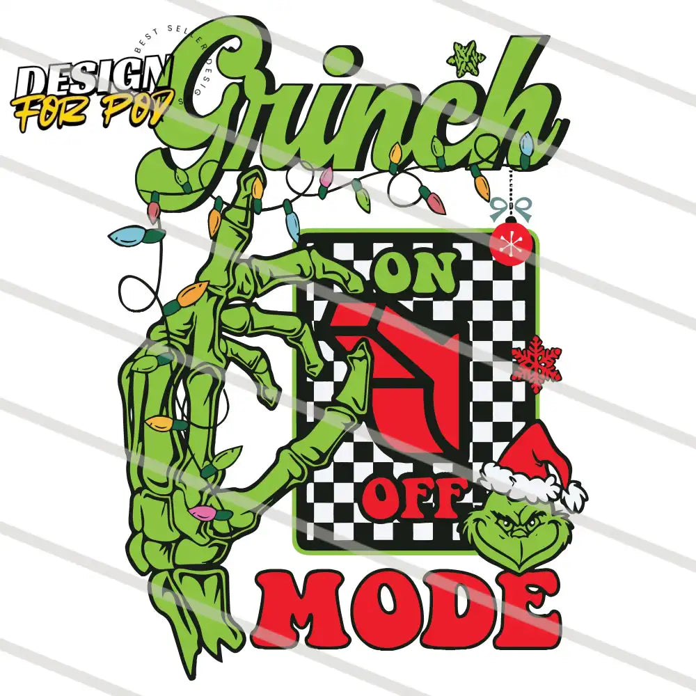 Grinch Mode On Retro Christmas Season PNG