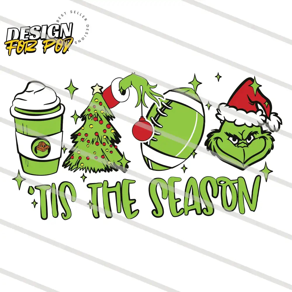 Grinch Tis The Season Football PNG