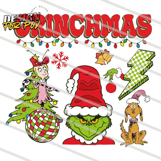 Grinchmas Characters Xmas Vibe PNG