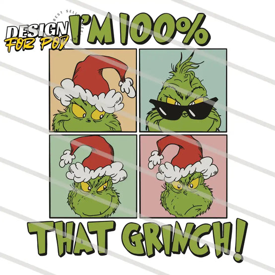 Im 100 Percent That Grinch Retro Christmas PNG