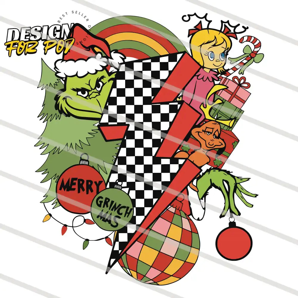 Lightning Bolt Christmas The Grinch And Friend PNG