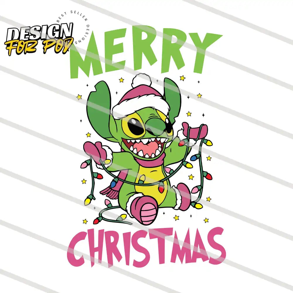 Merry Christmas Stitch Grinch Vibe PNG