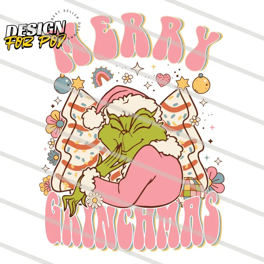 Merry Grinchmas Christmas Tree Cake PNG