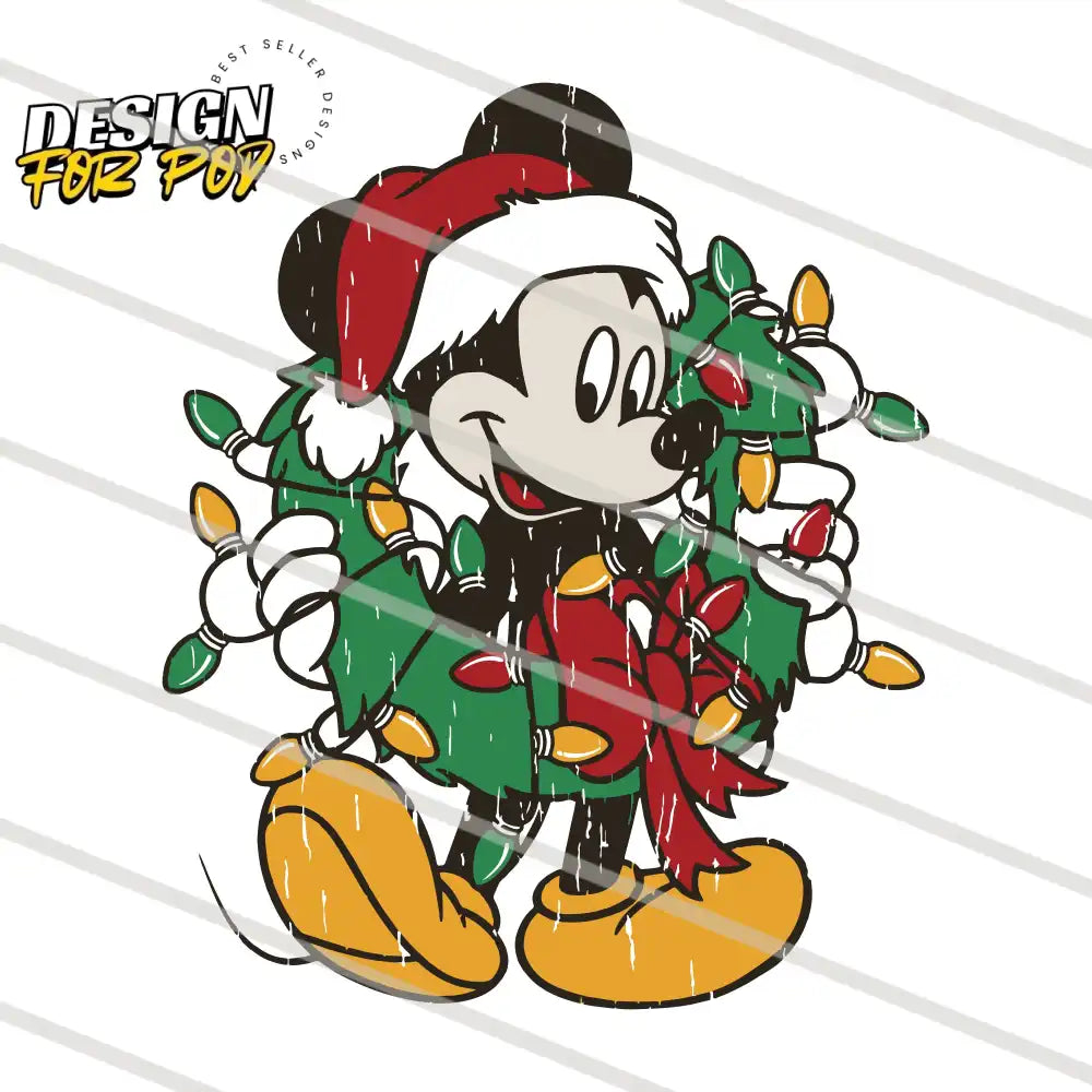 Mickey Christmas Tree and Lights PNG