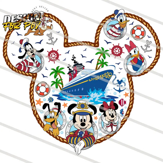 Mickey Head Family Trip Cruise PNG