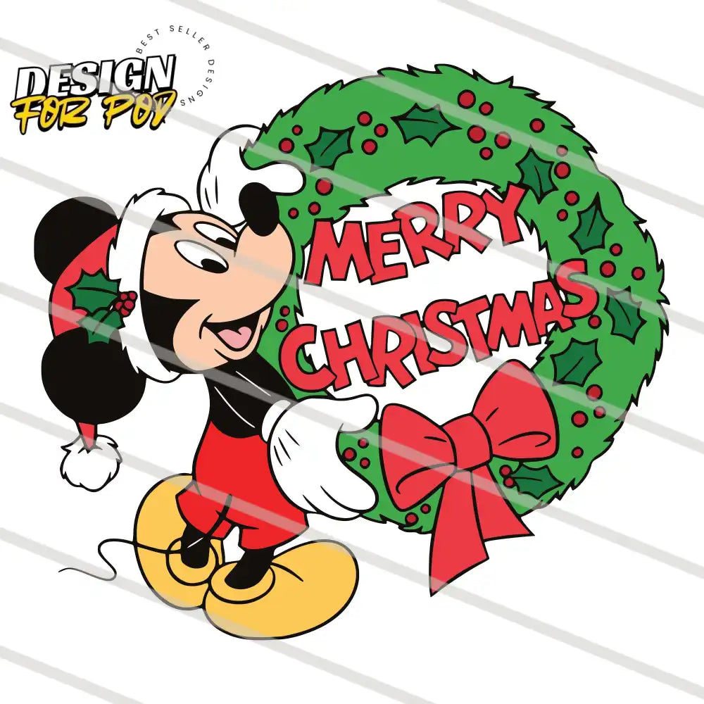 Mickey Wreath Merry Christmas PNG