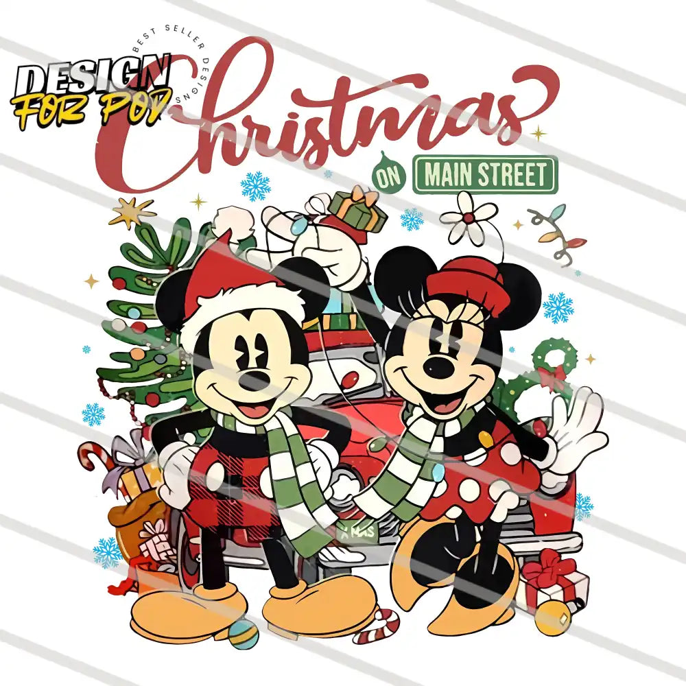 Minnie and Mickey Christmas Main Street PNG