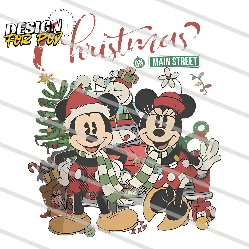 Minnie and Mickey Merry Christmas Main Street Car PNG
