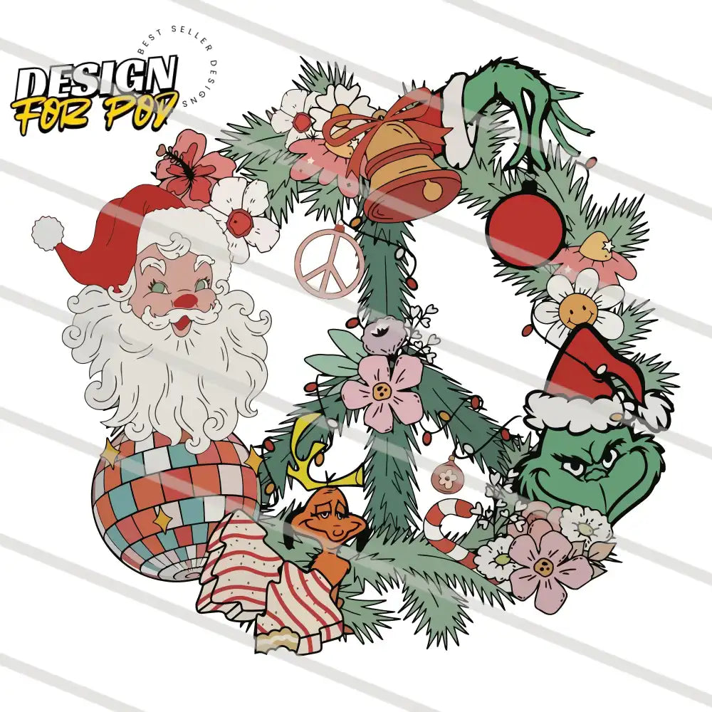 Peace Love Christmas Santa And Grinch PNG