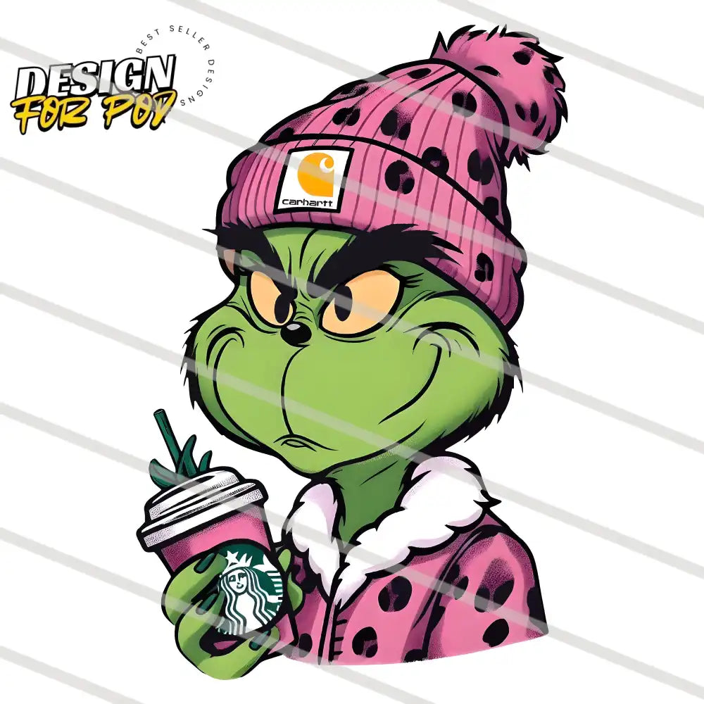 Pink Grinch Boujee Christmas PNG