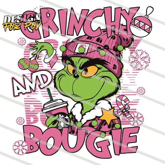 Pink Grinchy And Bougie Christmas PNG
