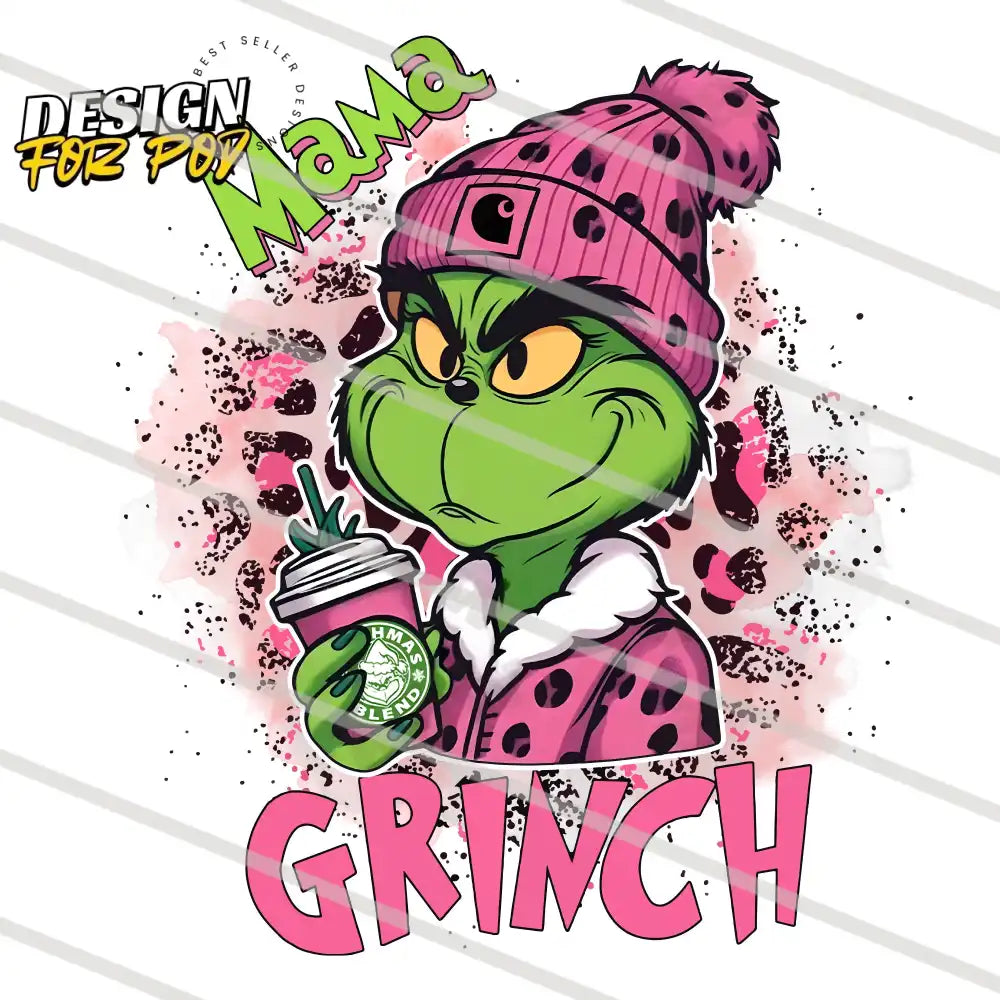 Pink Leopard Mama Grinch PNG
