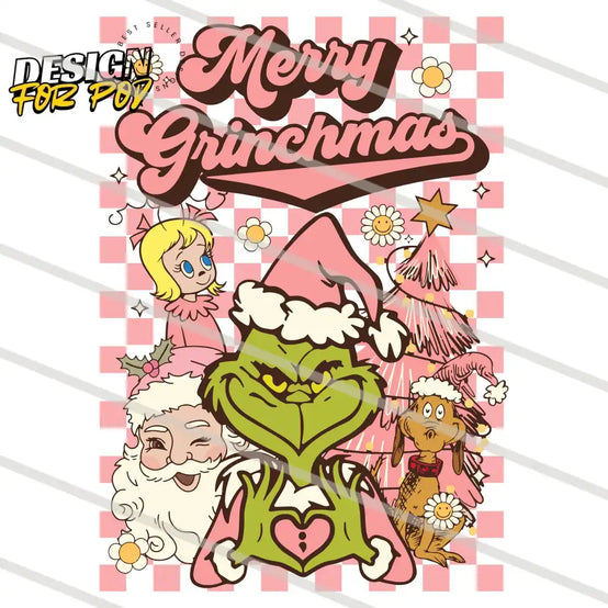 Pink Merry Grinchmas Characters PNG