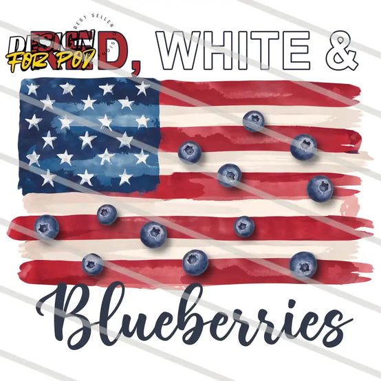 Red White and Blueberries American Flag With Blueberries PNG