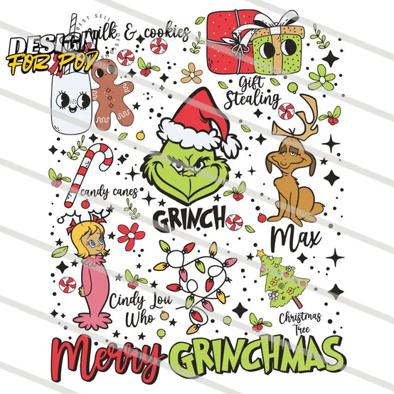 Retro Christmas Grinch And Friend Merry Grinchmas PNG