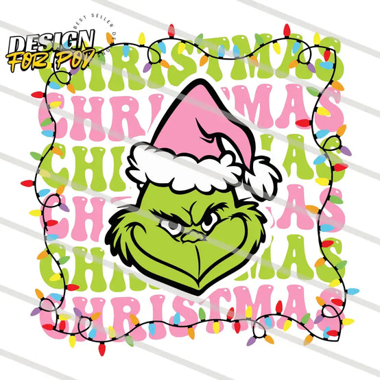 Retro Christmas Grinch Face PNG