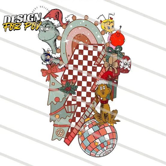 Retro Christmas The Grinch Chracter PNG