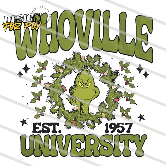 Retro Grinch Whoville University Est 1957 PNG