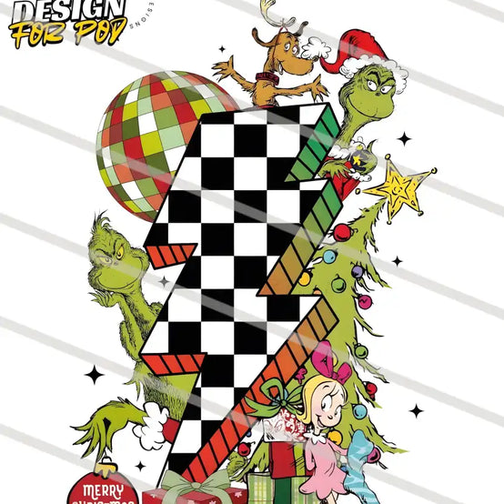 Retro Lightning Bolt Christmas Movie The Grinch PNG