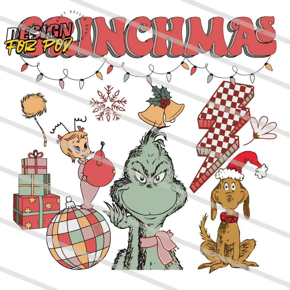 Retro Mery Grinchmas PNG