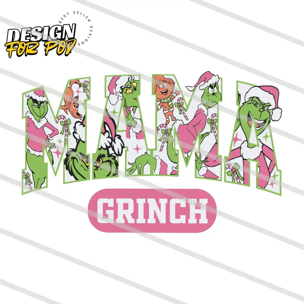 Retro Pink Mama Grinch PNG