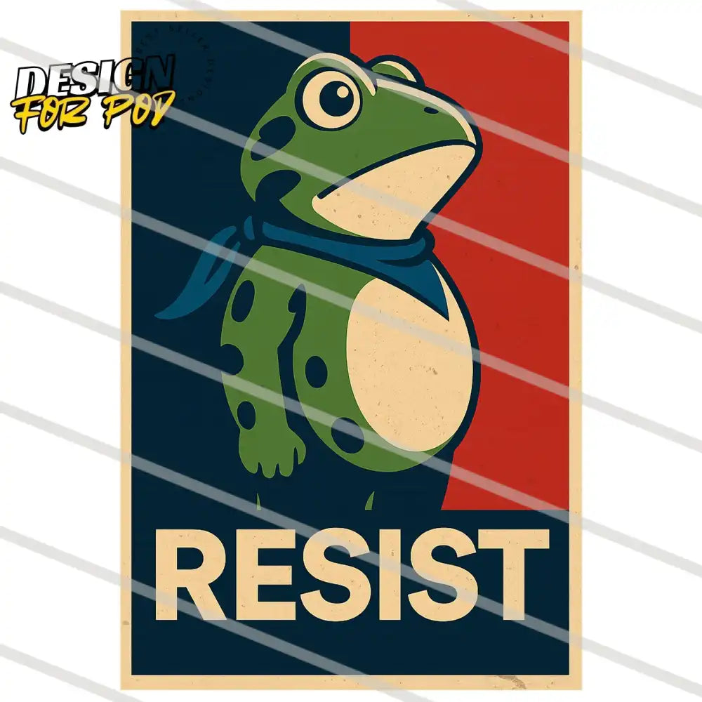 Retro Red and Blue Portland Frog Protest Resist PNG