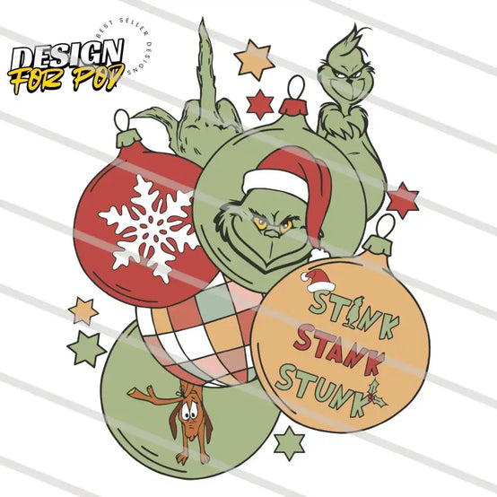 Retro Stink Stank Stunk Grinch Santa PNG