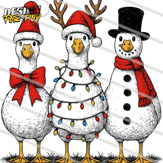 Vintage Christmas Goose PNG