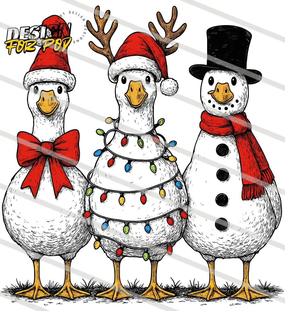 Vintage Christmas Goose PNG